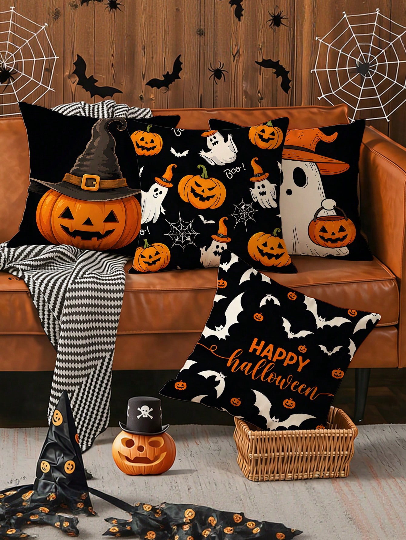 4pcs Halloween Pillow Covers,  - Pillow Insert 18X18 ulasan dan harga