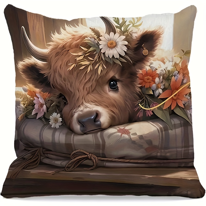 2D Flat - 1pc Highland Cow Pil - Pillow Insert 18X18 ulasan dan harga