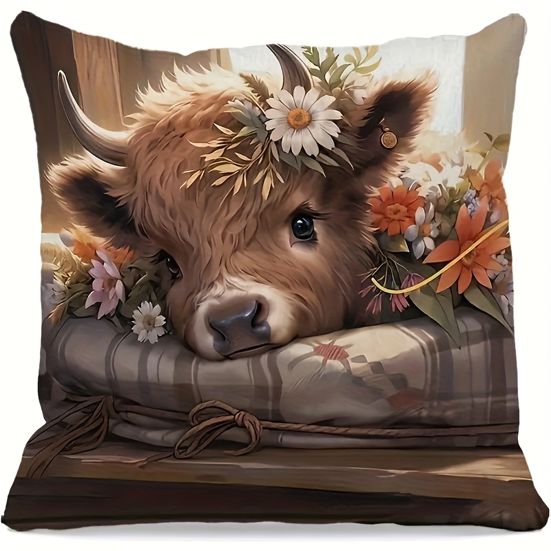 2D Flat - 1pc Highland Cow Pil - Pillow Insert 18X18 ulasan dan harga