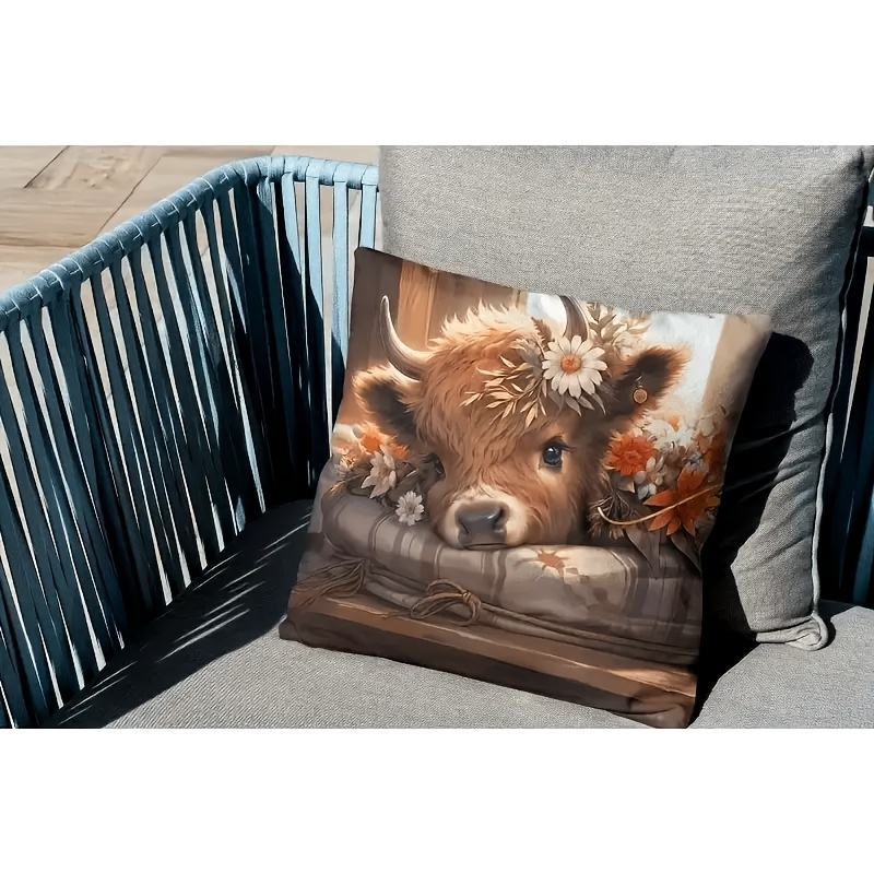 2D Flat - 1pc Highland Cow Pil - Pillow Insert 18X18 ulasan dan harga